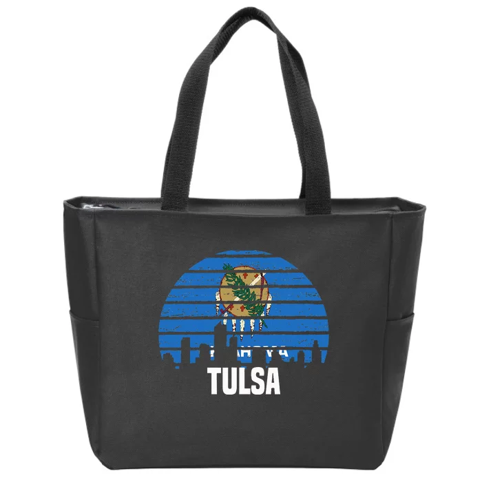 Tulsa Oklahoma Ok Group City Trip Silhouette Flag Zip Tote Bag