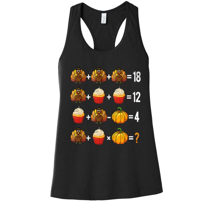 Thanksgiving Order Of Operations Quiz Math Teacher Turkey Women's Racerback Tank