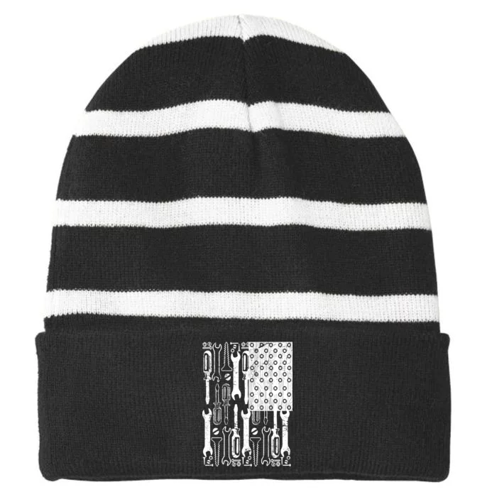 Tool American flag Mechanic Striped Beanie with Solid Band