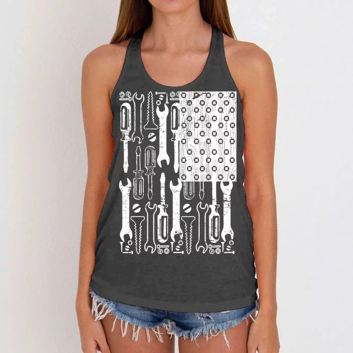 Tool American flag Mechanic Women's Knotted Racerback Tank