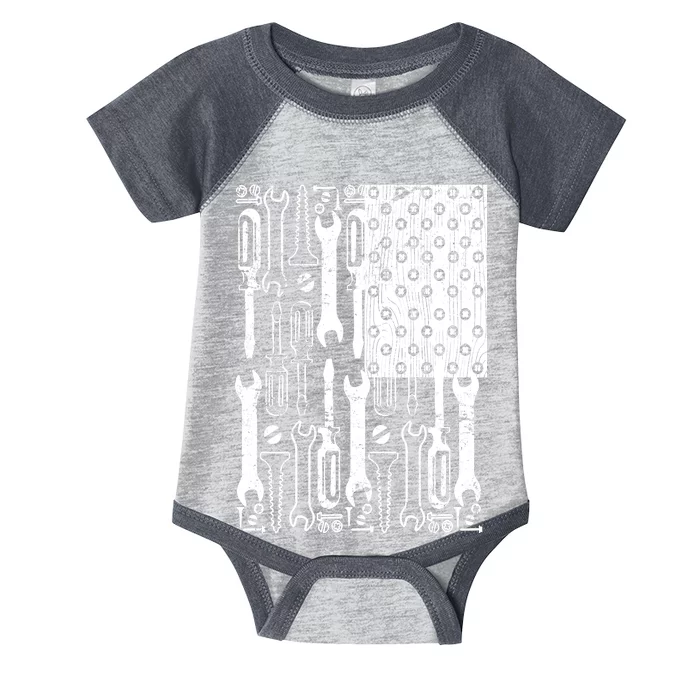 Tool American flag Mechanic Infant Baby Jersey Bodysuit