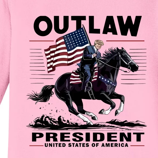 Trump Outlaw President United States Of America Baby Long Sleeve Bodysuit