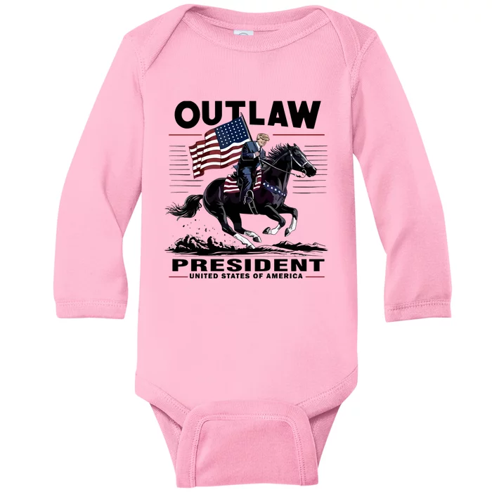 Trump Outlaw President United States Of America Baby Long Sleeve Bodysuit