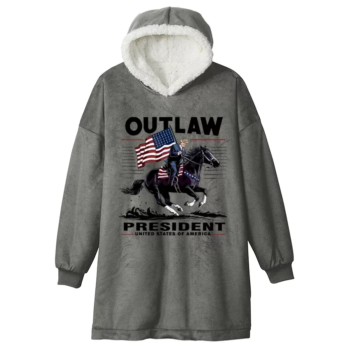 Trump Outlaw President United States Of America Hooded Wearable Blanket