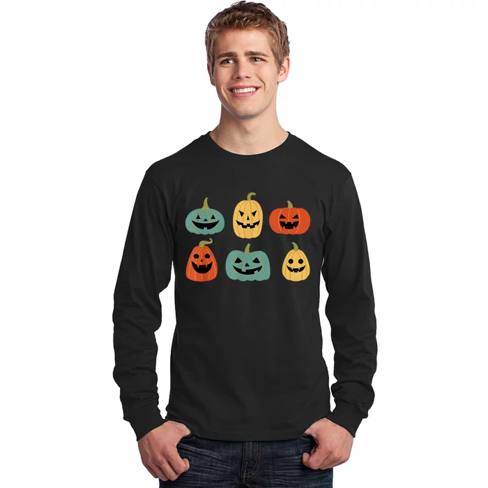 Types Of Pumpkin Jack O Lantern Collection Retro Halloween Long Sleeve Shirt