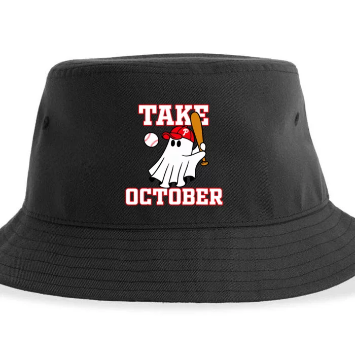 Take October Philadelphia Ghost Baseball Halloween Sustainable Bucket Hat