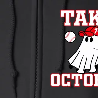 Take October Philadelphia Ghost Baseball Halloween Full Zip Hoodie