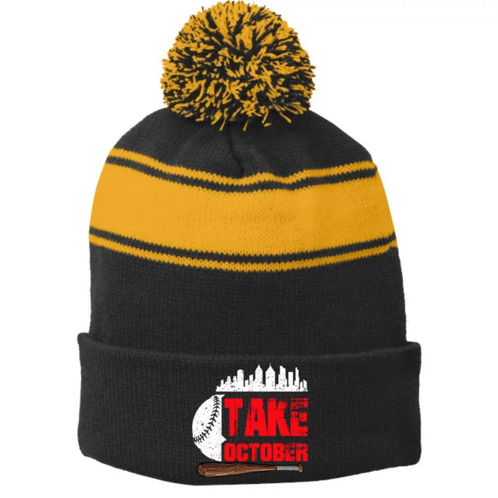 Take October Philadelphia Stripe Pom Pom Beanie