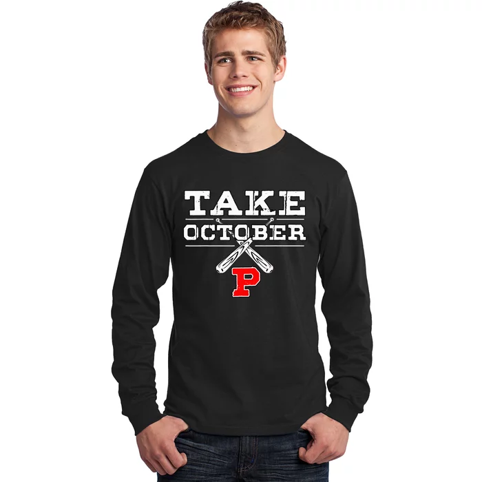 Take October Philadelphia Baseball Lovers Red October Red Long Sleeve Shirt