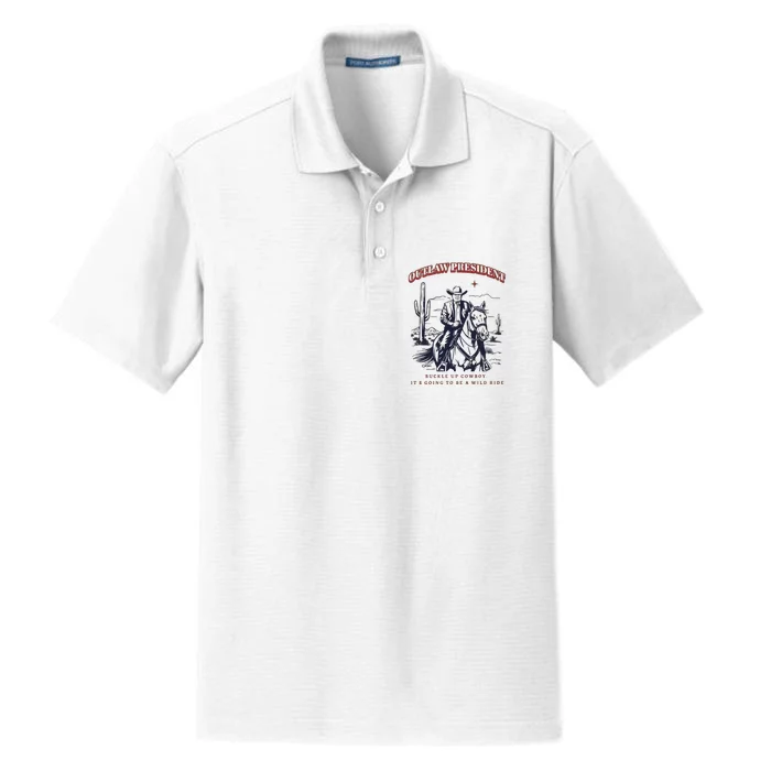 The Outlaw President Trump Western Donald Trump Cowboy Dry Zone Grid Performance Polo