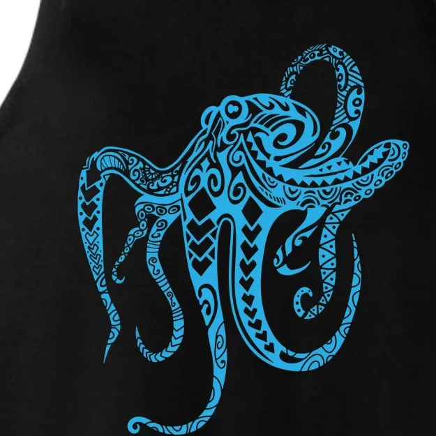 Tribal Octopus Polynesian Tribal Octopus Ladies Tri-Blend Wicking Tank