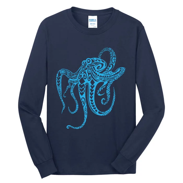 Tribal Octopus Polynesian Tribal Octopus Tall Long Sleeve T-Shirt