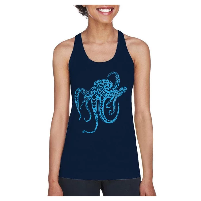 Tribal Octopus Polynesian Tribal Octopus Women's Racerback Tank