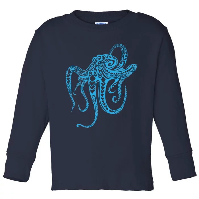 Tribal Octopus Polynesian Tribal Octopus Toddler Long Sleeve Shirt