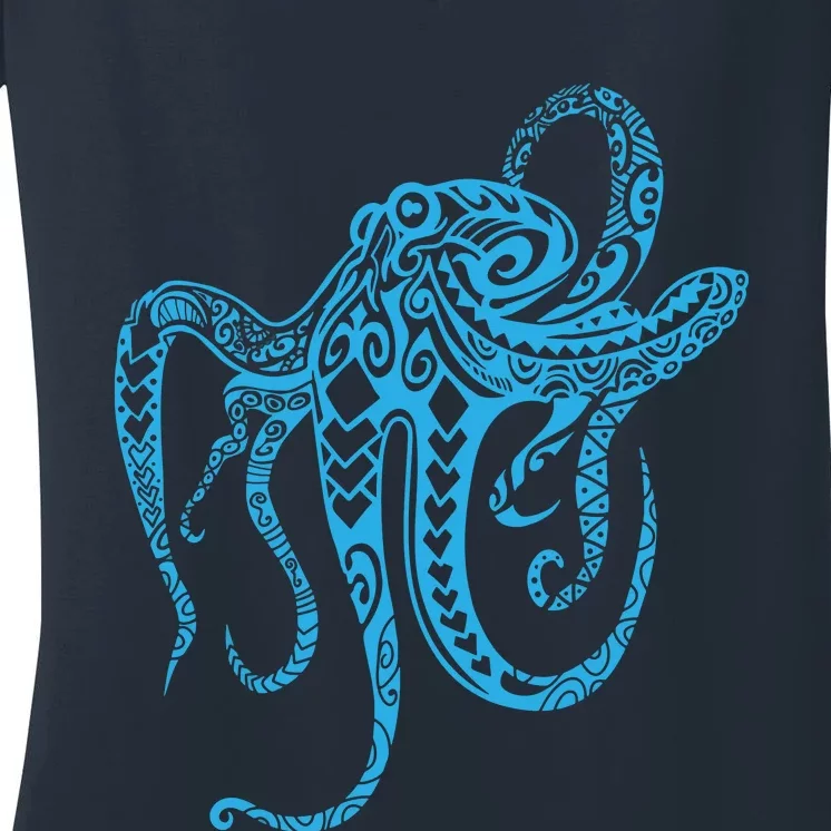 Tribal Octopus Polynesian Tribal Octopus Women's V-Neck T-Shirt