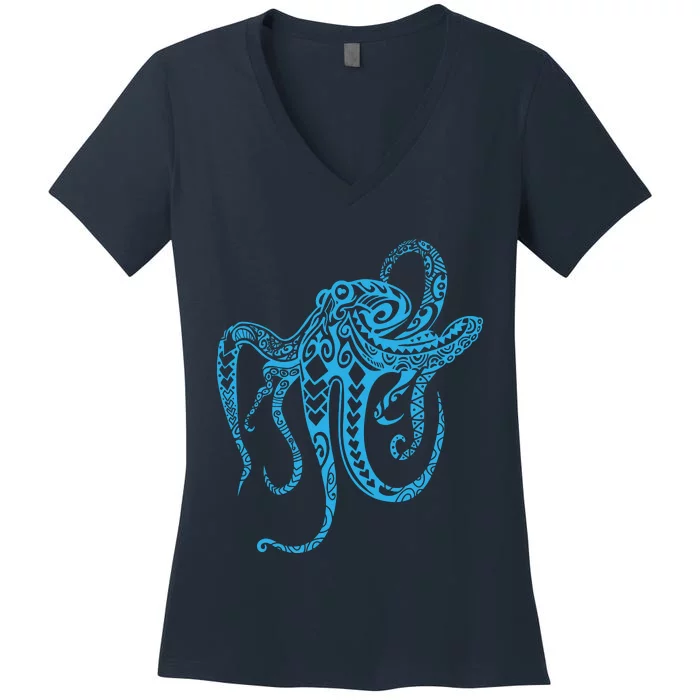 Tribal Octopus Polynesian Tribal Octopus Women's V-Neck T-Shirt