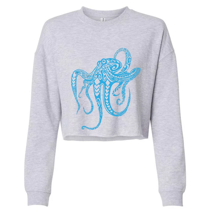 Tribal Octopus Polynesian Tribal Octopus Cropped Pullover Crew