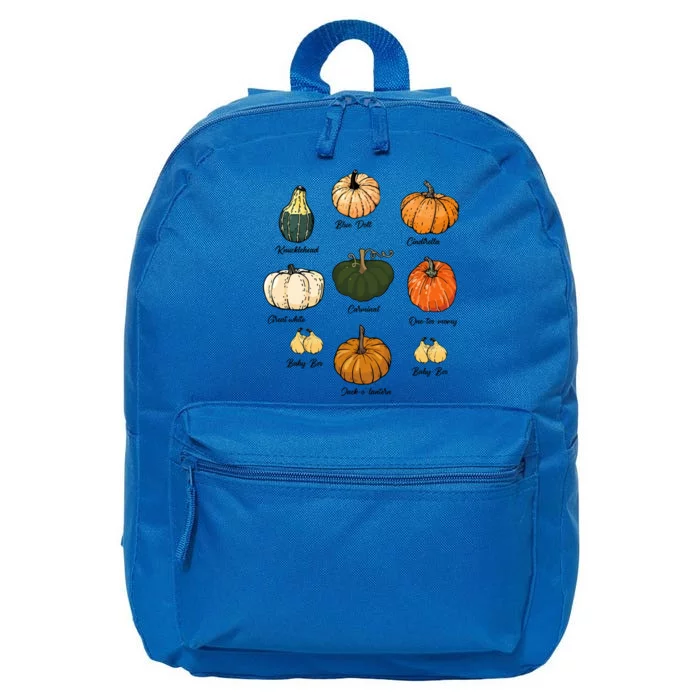 Type Of Pumpkins Fall Halloween Pumpkin Patch 16 in Basic Backpack