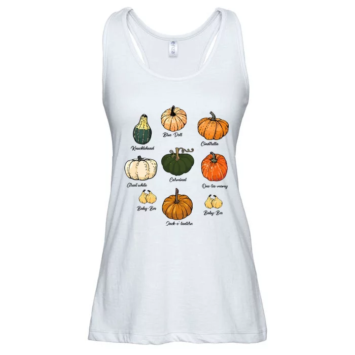 Type Of Pumpkins Fall Halloween Pumpkin Patch Ladies Essential Flowy Tank