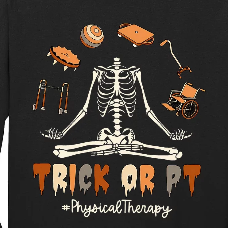 Trick Or PT Physical Therapy Skeleton Halloween Doctor PTA Tall Long Sleeve T-Shirt