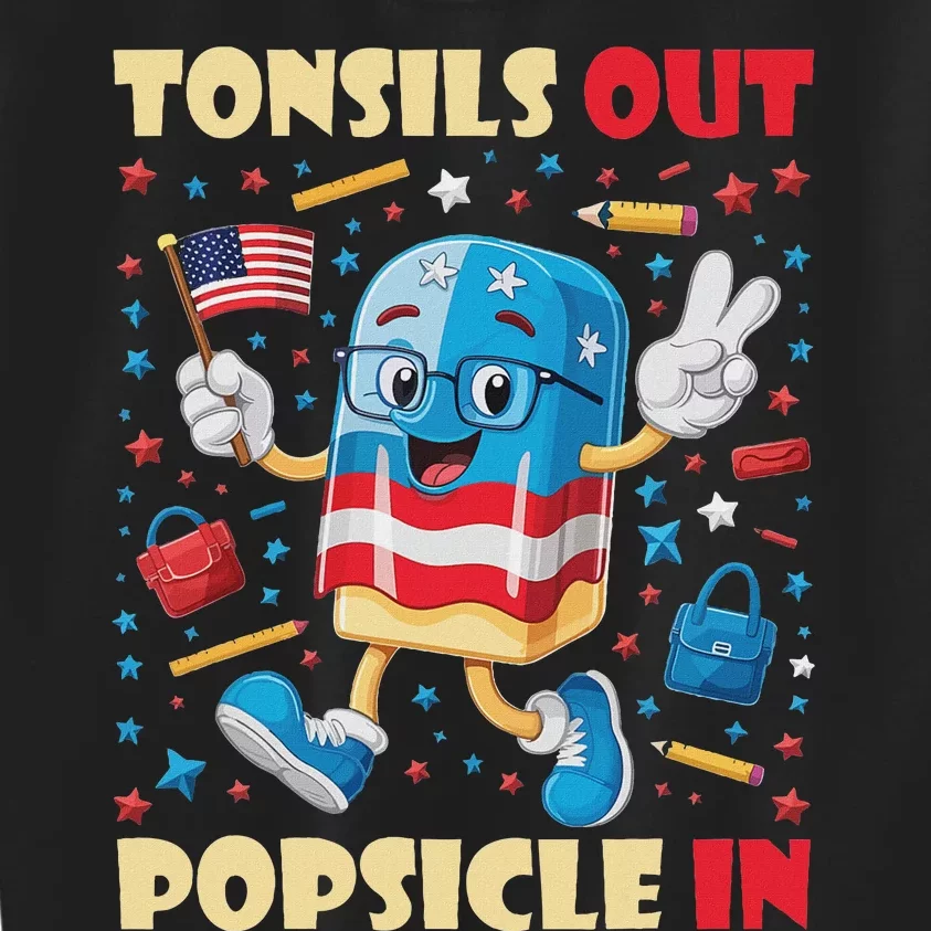 Tonsils Out Popsicles In Patriotic Usa Flag 4th Of July Kids Sweatshirt