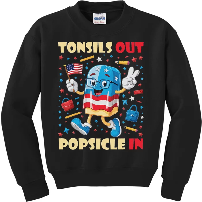 Tonsils Out Popsicles In Patriotic Usa Flag 4th Of July Kids Sweatshirt