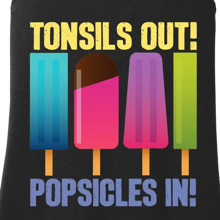 Tonsils Out Popsicles In Tonsillectomy Removal Surgery Ladies Essential Tank