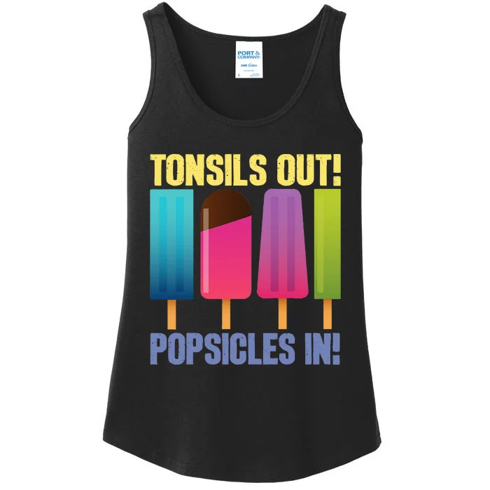 Tonsils Out Popsicles In Tonsillectomy Removal Surgery Ladies Essential Tank