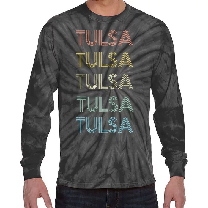 Tulsa Oklahoma Pride Vintage State Ok Retro 70s Tie-Dye Long Sleeve Shirt