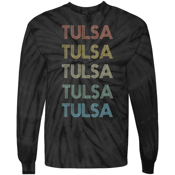 Tulsa Oklahoma Pride Vintage State Ok Retro 70s Tie-Dye Long Sleeve Shirt