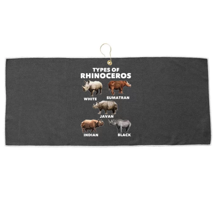 Types Of Rhinoceros Rhino Safari Lover Zookeeper Zoologist Large Microfiber Waffle Golf Towel