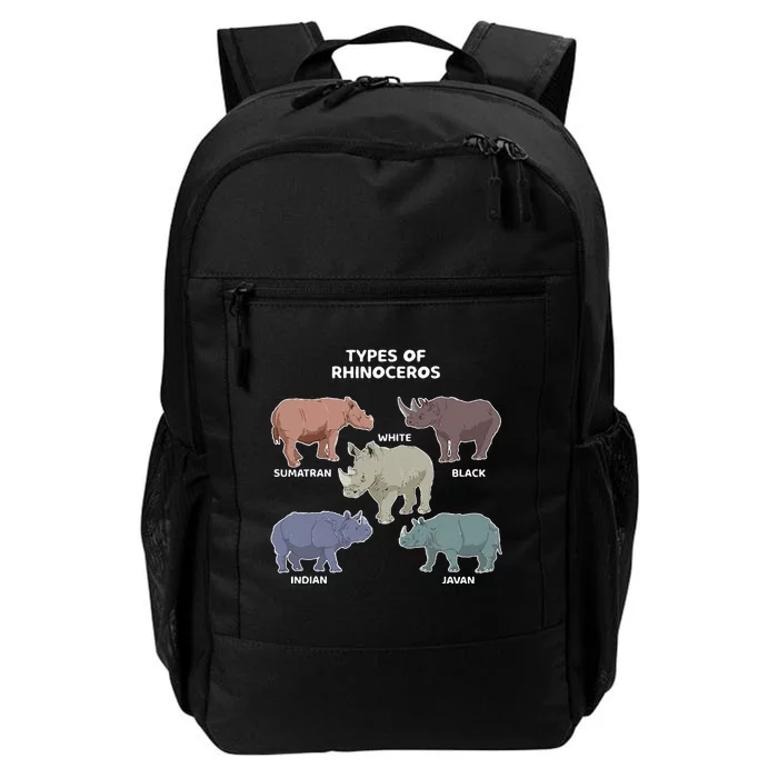 Types Of Rhinoceros Sumatran Javan Rhino Animal Art Daily Commute Backpack