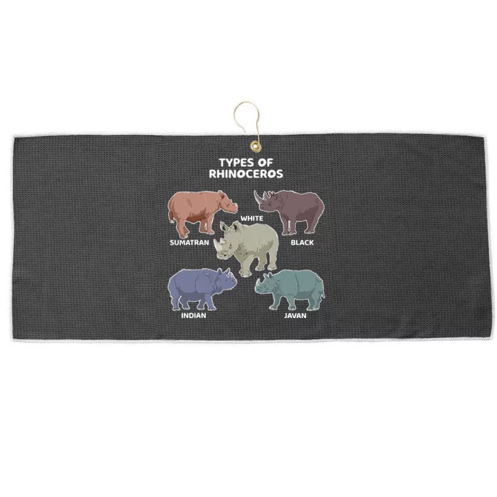 Types Of Rhinoceros Sumatran Javan Rhino Animal Art Large Microfiber Waffle Golf Towel