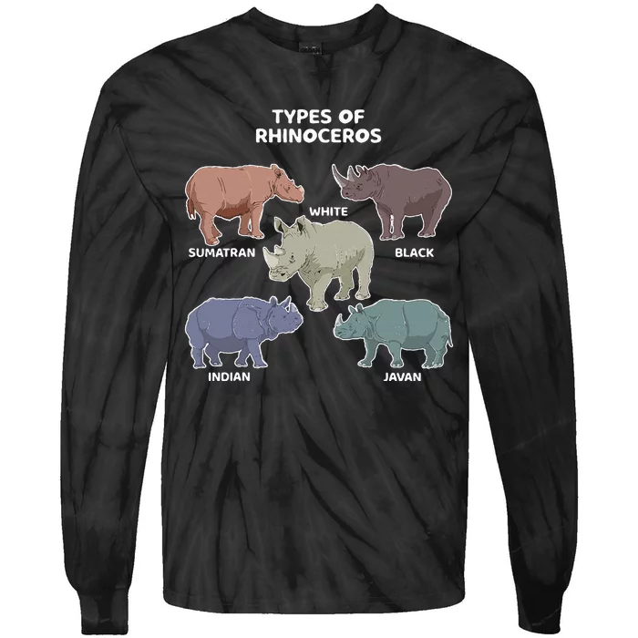 Types Of Rhinoceros Sumatran Javan Rhino Animal Art Tie-Dye Long Sleeve Shirt