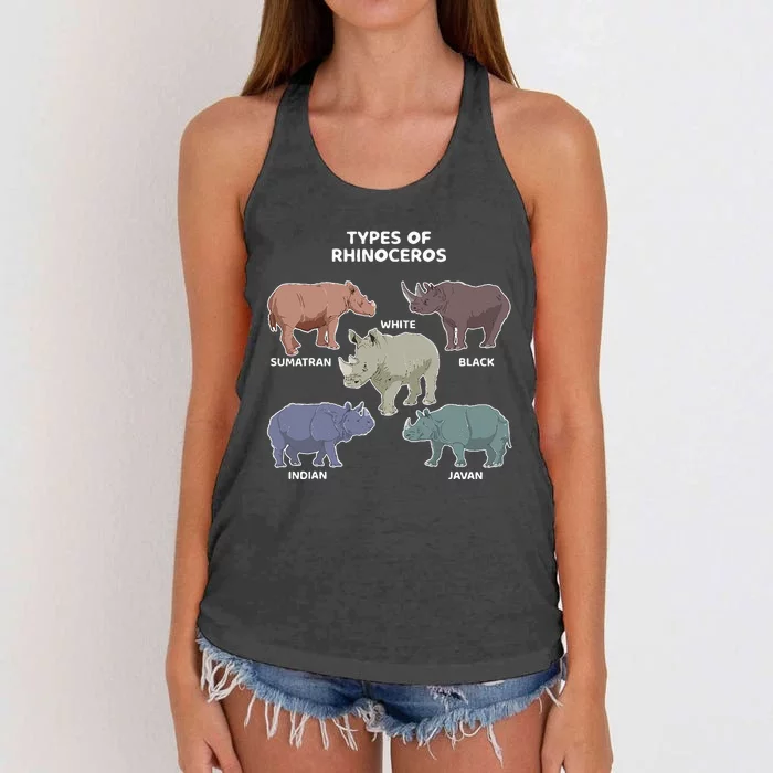 Types Of Rhinoceros Sumatran Javan Rhino Animal Art Women's Knotted Racerback Tank