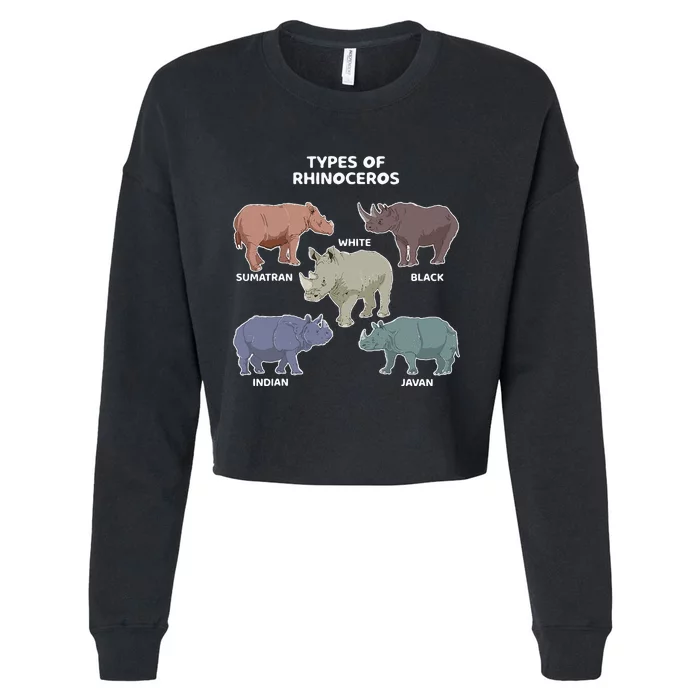 Types Of Rhinoceros Sumatran Javan Rhino Animal Art Cropped Pullover Crew