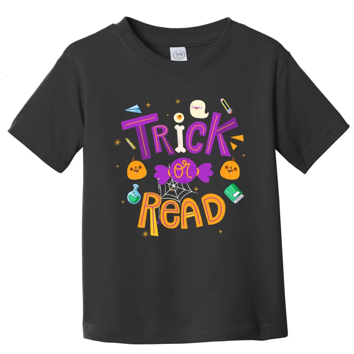 Trick Or Read Funny Trick Or Treating Reader Halloween Toddler T-Shirt