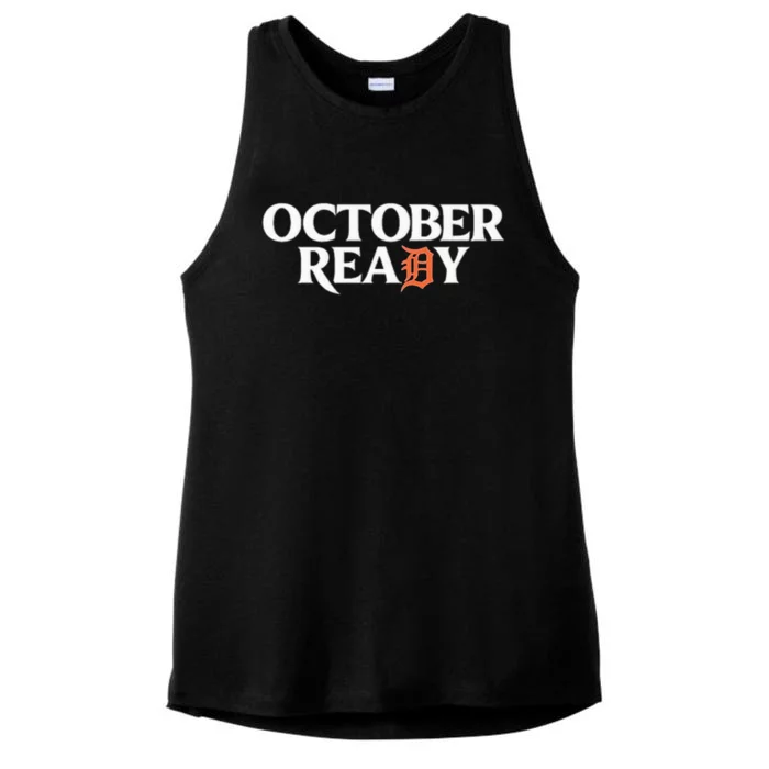 Tigers October Ready October Tiger Letter D Ready Ladies Tri-Blend Wicking Tank