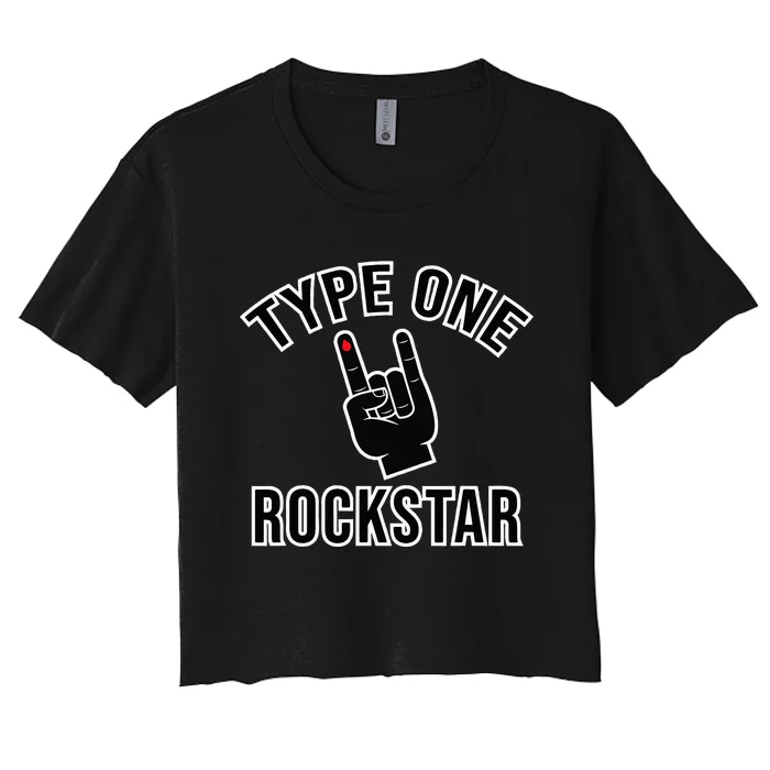 Type One Rockstar Funny T1D Diabetes Awareness Diaversary Women's Crop Top Tee