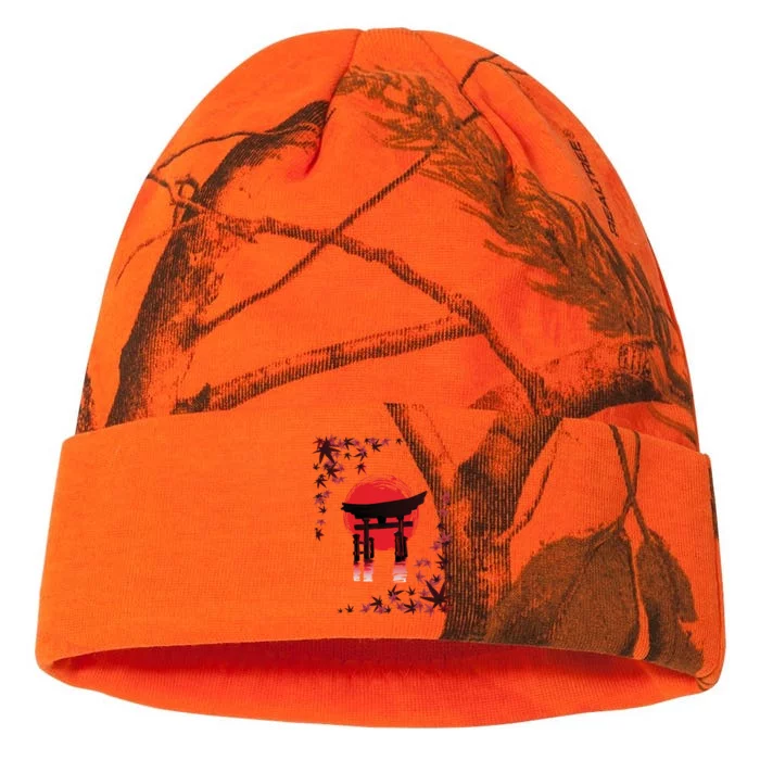 Torii Arch Sunset Maple Leaves Red Sun Kati - 12in Camo Beanie