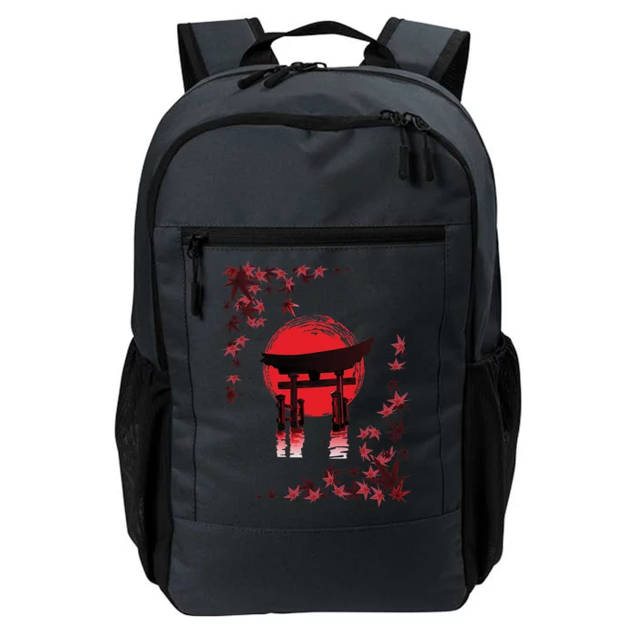 Torii Arch Sunset Maple Leaves Red Sun Daily Commute Backpack