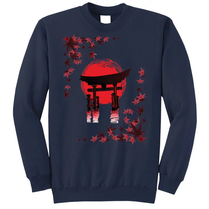 Torii Arch Sunset Maple Leaves Red Sun Sweatshirt