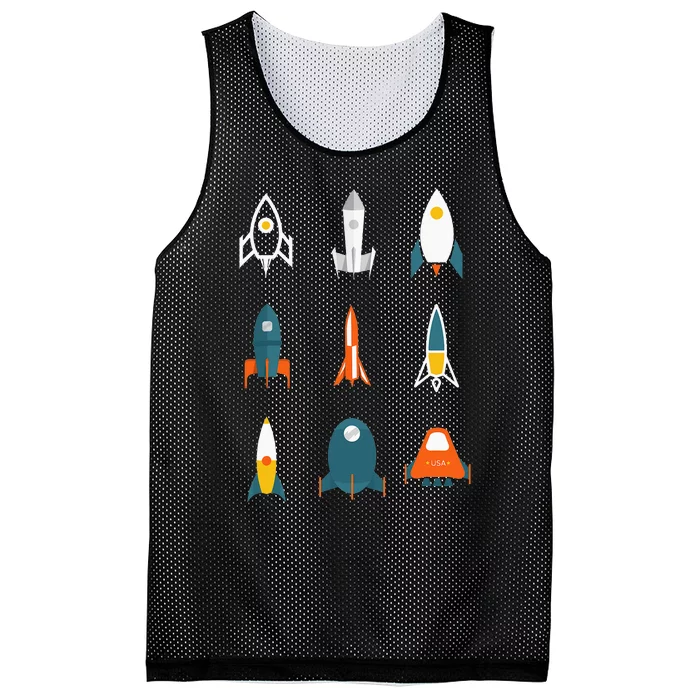 Types of Space Rockets Astronaut Gift Mesh Reversible Basketball Jersey Tank