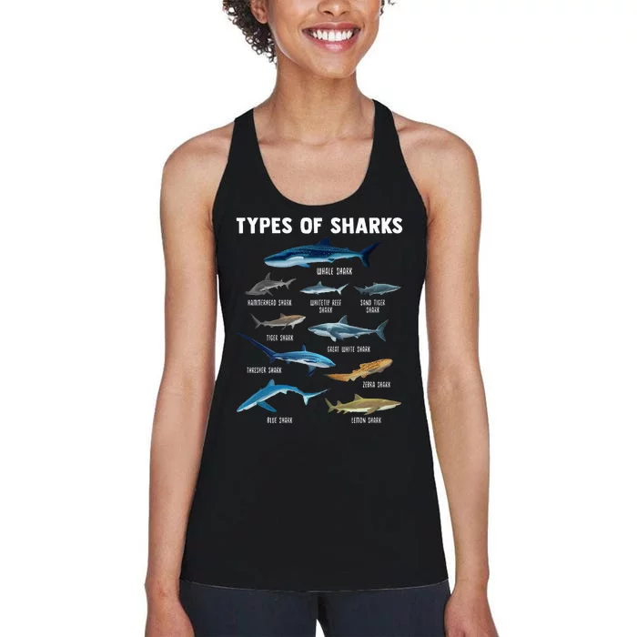 Types Of Sharks Shark Women's Racerback Tank