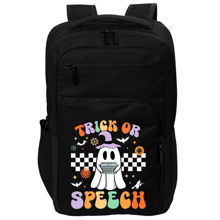 Trick Or Speech Retro Slp Halloween Speech Therapy Halloween Impact Tech Backpack