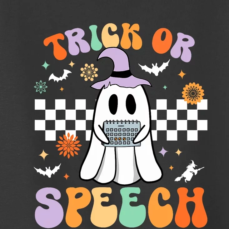 Trick Or Speech Retro Slp Halloween Speech Therapy Halloween Toddler T-Shirt