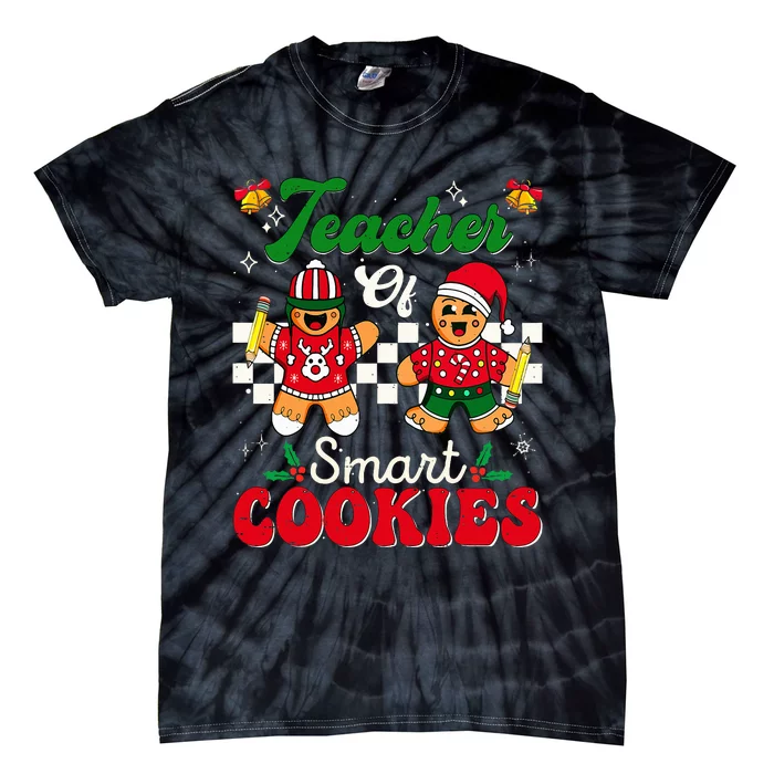 Teacher of Smart Cookies Gingerbread Christmas Teachers Tie-Dye T-Shirt