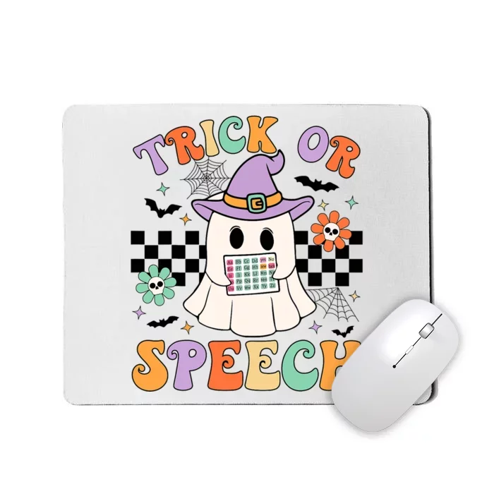 Trick Or Speech Retro Slp Halloween Speech Therapy Halloween Cute Ghost Mousepad