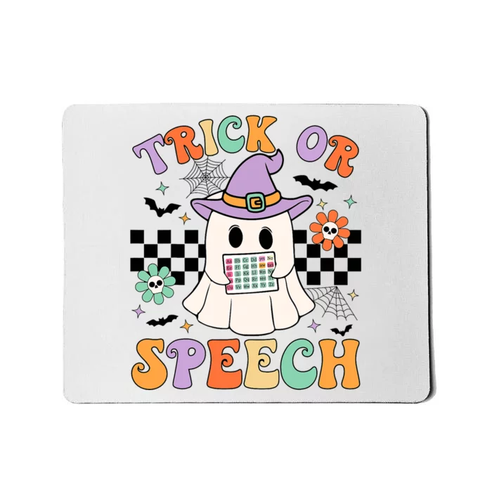 Trick Or Speech Retro Slp Halloween Speech Therapy Halloween Cute Ghost Mousepad