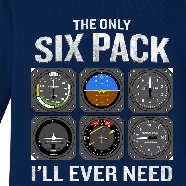 The Only Six Pack I'll Need Funny Gift Funny Pilot Aviator Gift Baby Long Sleeve Bodysuit